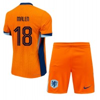 Holandsko Donyell Malen #18 Domáci Detský futbalový dres ME 2024 Krátky Rukáv (+ trenírky)